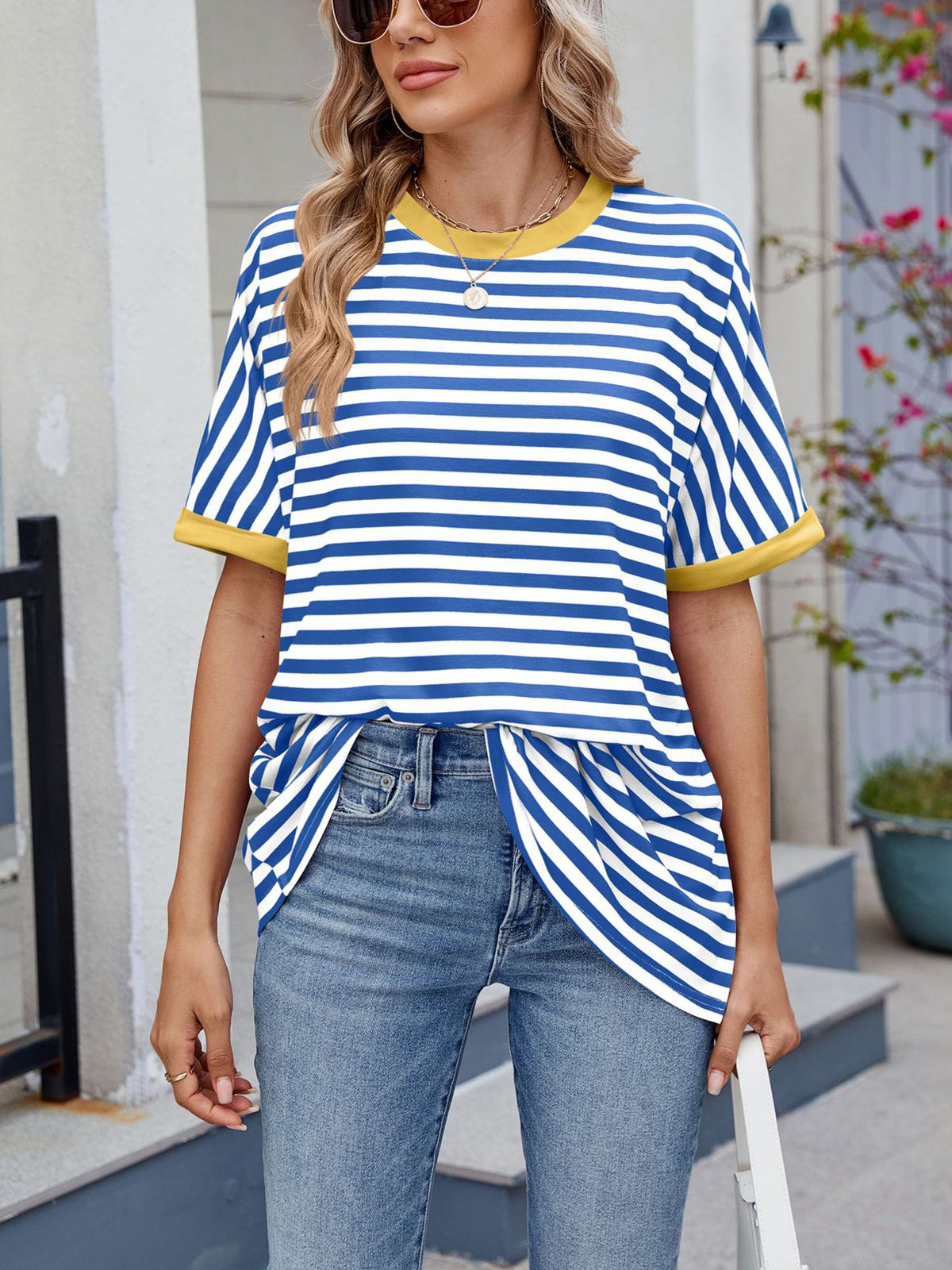 💖Women Summer Oversized Tops Striped Casual T-shirt