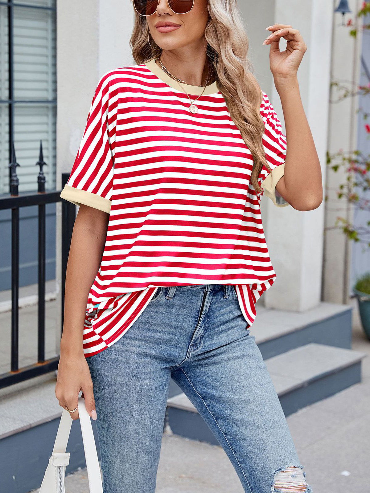 💖Women Summer Oversized Tops Striped Casual T-shirt