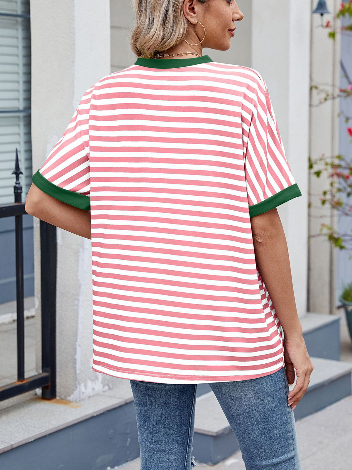 💖Women Summer Oversized Tops Striped Casual T-shirt