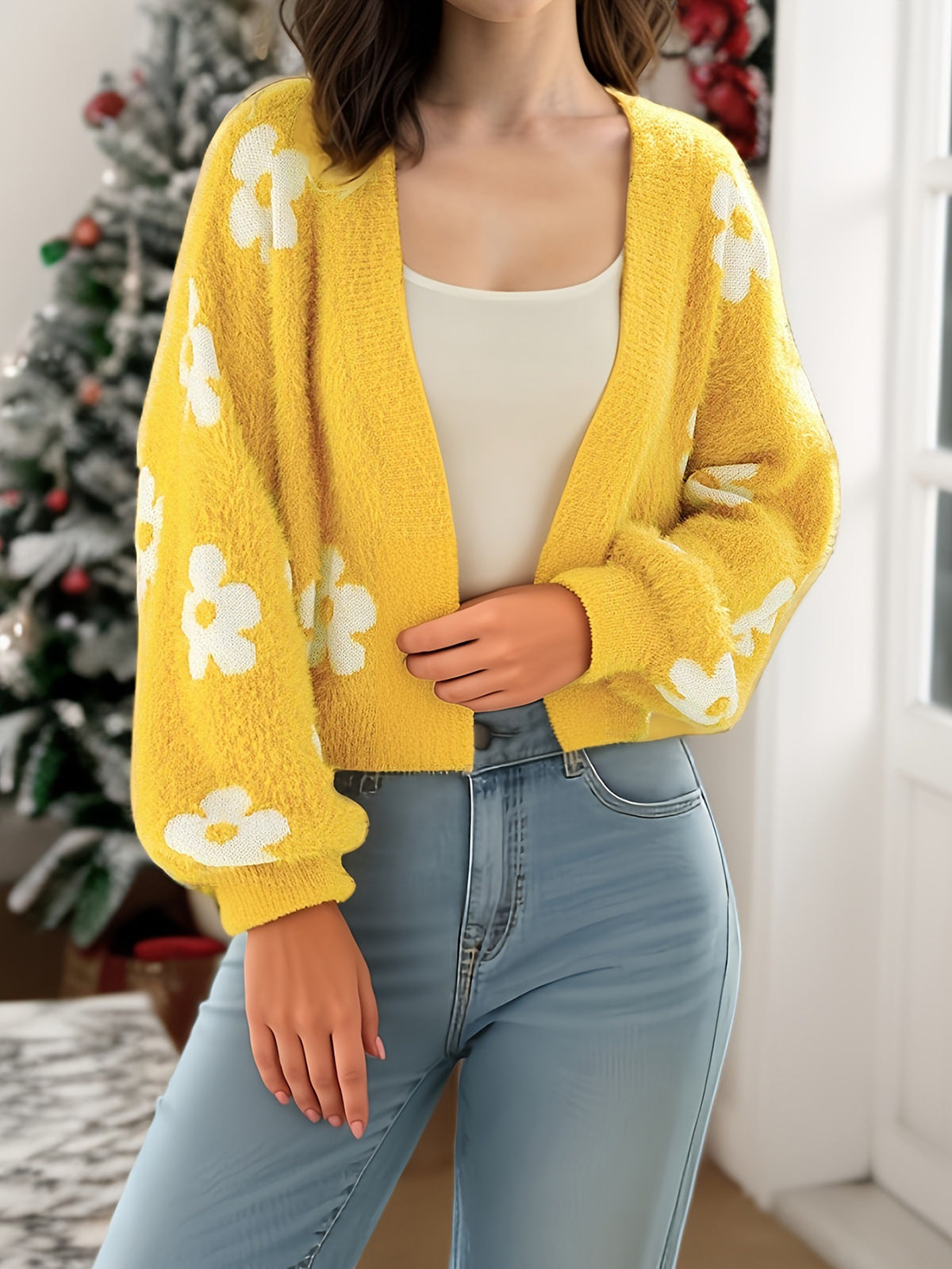 ✨Top-1 Sale Cardigan 2025✨|Women Fall/Winter Lightweight Floral Open Knit Cardigan