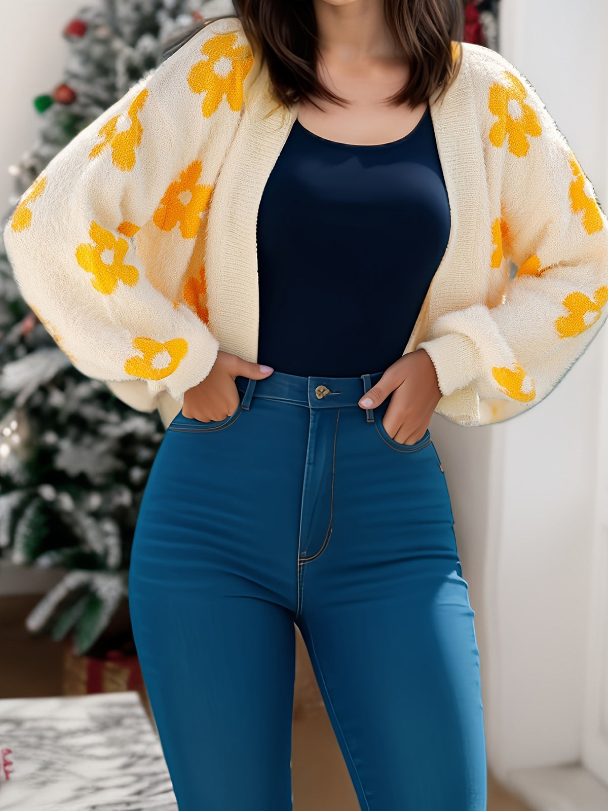 ✨Top-1 Sale Cardigan 2025✨|Women Fall/Winter Lightweight Floral Open Knit Cardigan