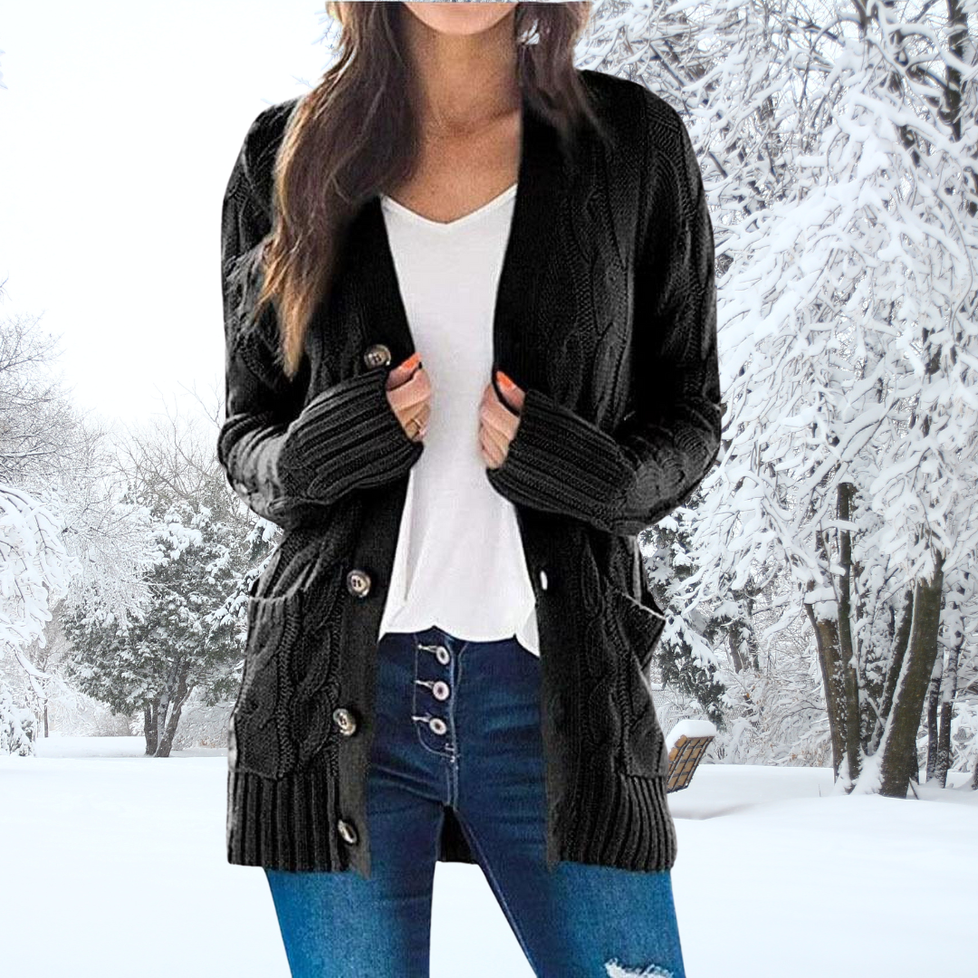 Women Fall/Winter Stylish Button-Up Knit Cardigan