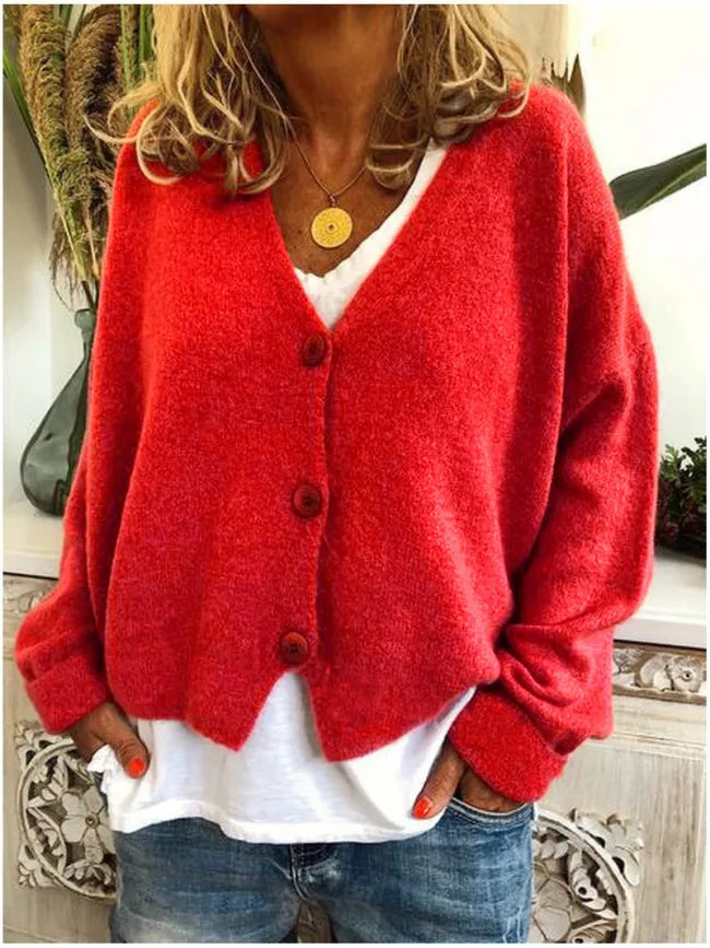 Women Fall/Winter Chic V-neck Button Knitwear