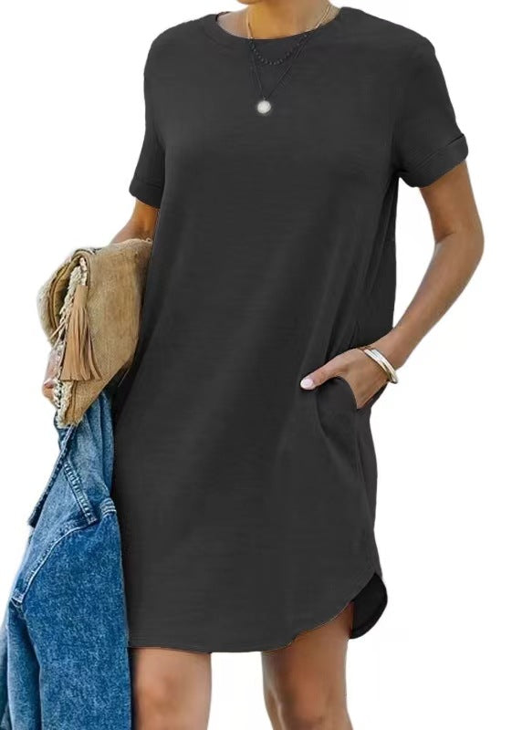 ⏰2025 Women's Casual Short Sleeve T-shirt Dress Basic Dresses with Pockets