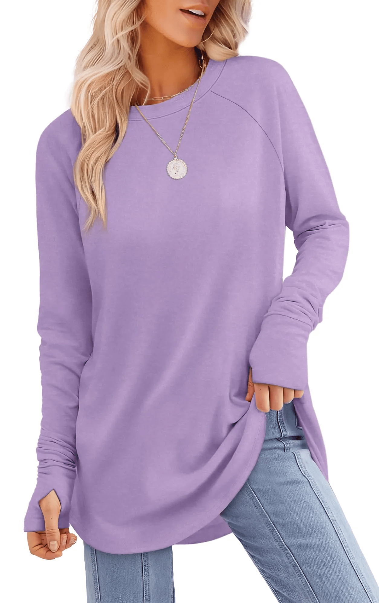 ✨Last Day 69% OFF✨Women's Long Sleeve Thumb Hole Shirts Tunic Tops to Wear with Leggings