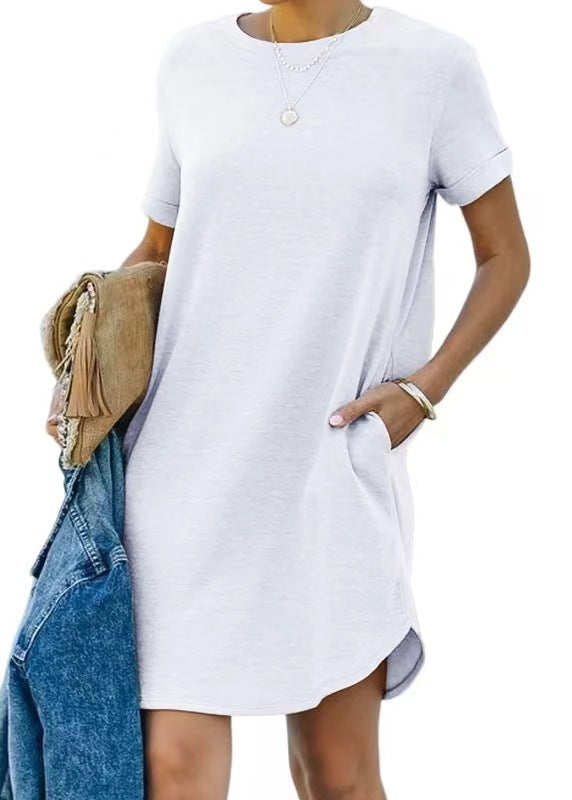 ⏰2025 Women's Casual Short Sleeve T-shirt Dress Basic Dresses with Pockets