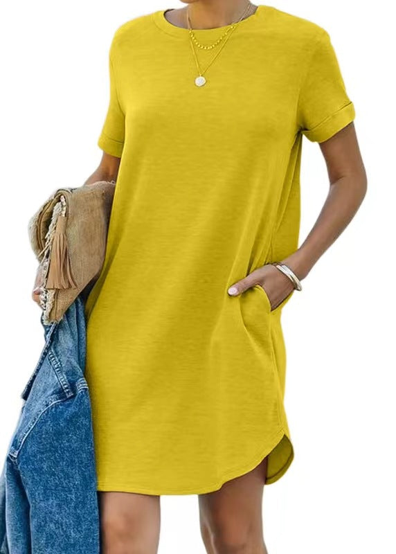 ⏰2025 Women's Casual Short Sleeve T-shirt Dress Basic Dresses with Pockets