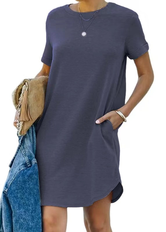 ⏰2025 Women's Casual Short Sleeve T-shirt Dress Basic Dresses with Pockets