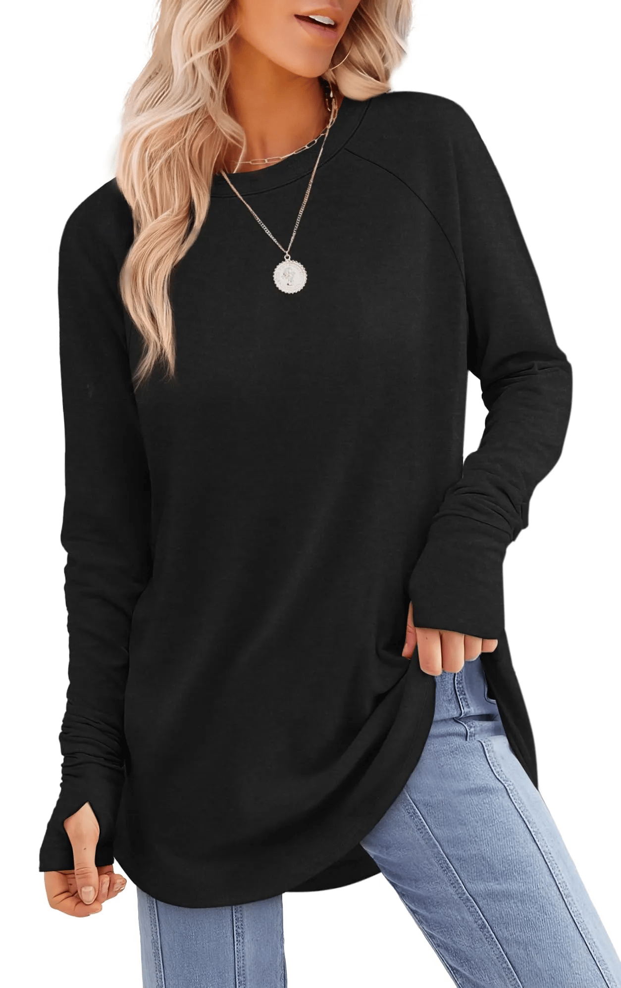 ✨Last Day 69% OFF✨Women's Long Sleeve Thumb Hole Shirts Tunic Tops to Wear with Leggings