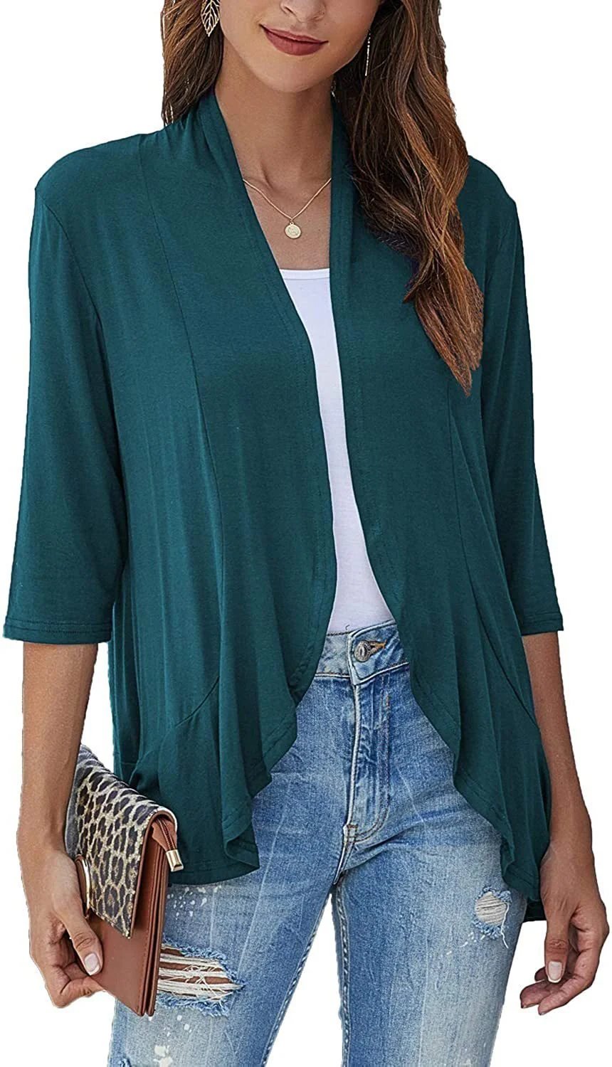 ✨Top-3 Sale Cardigan 2025✨|Women Fall/Winter Lightweight Open Front Casual Ruffle Cardigan