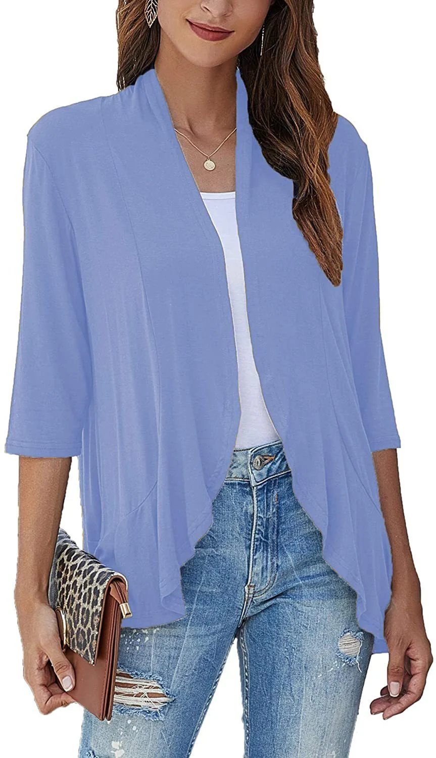 ✨Top-3 Sale Cardigan 2025✨|Women Fall/Winter Lightweight Open Front Casual Ruffle Cardigan