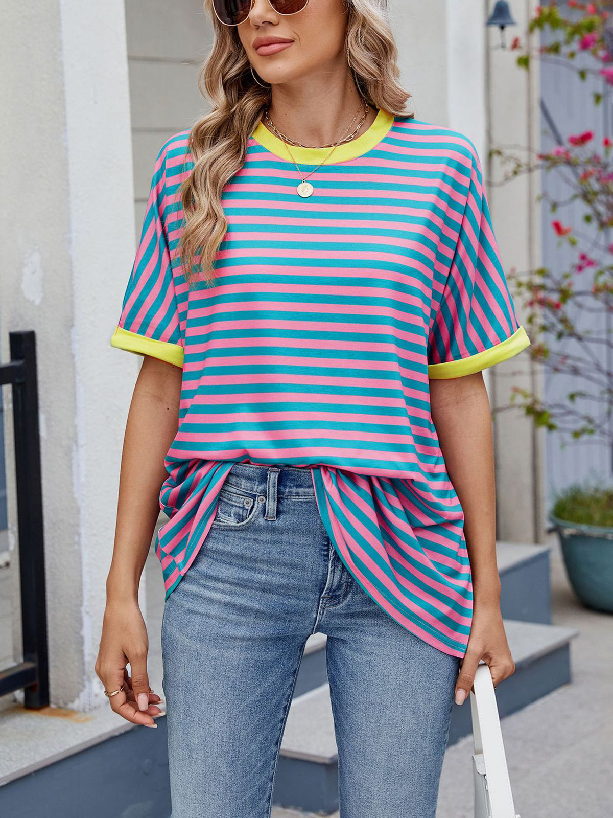 💖Women Summer Oversized Tops Striped Casual T-shirt