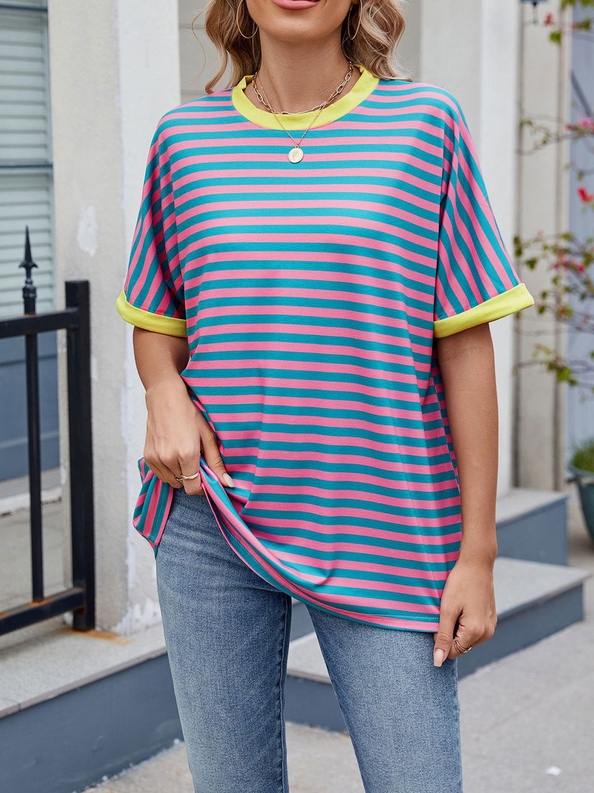 💖Women Summer Oversized Tops Striped Casual T-shirt