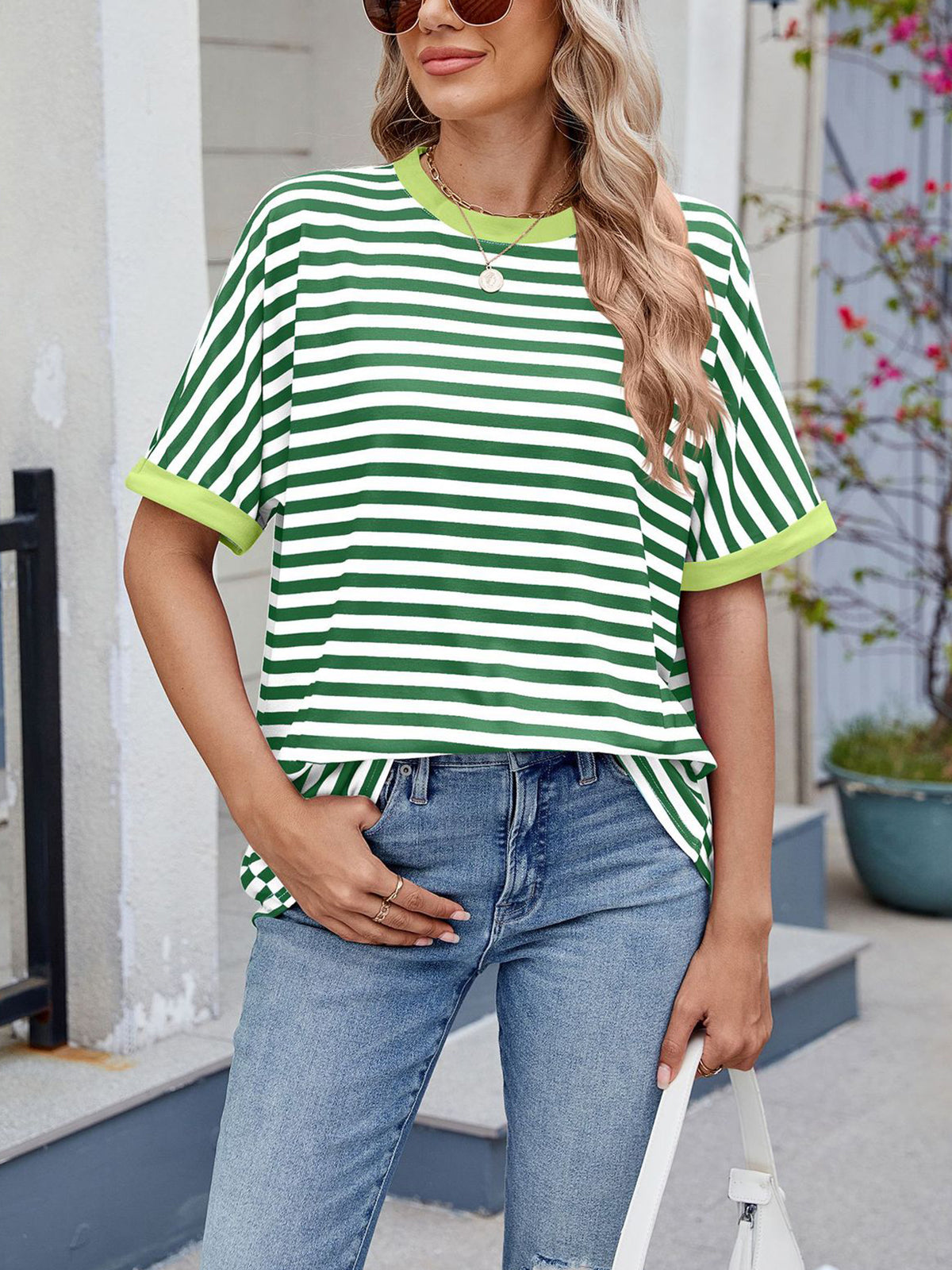 💖Women Summer Oversized Tops Striped Casual T-shirt