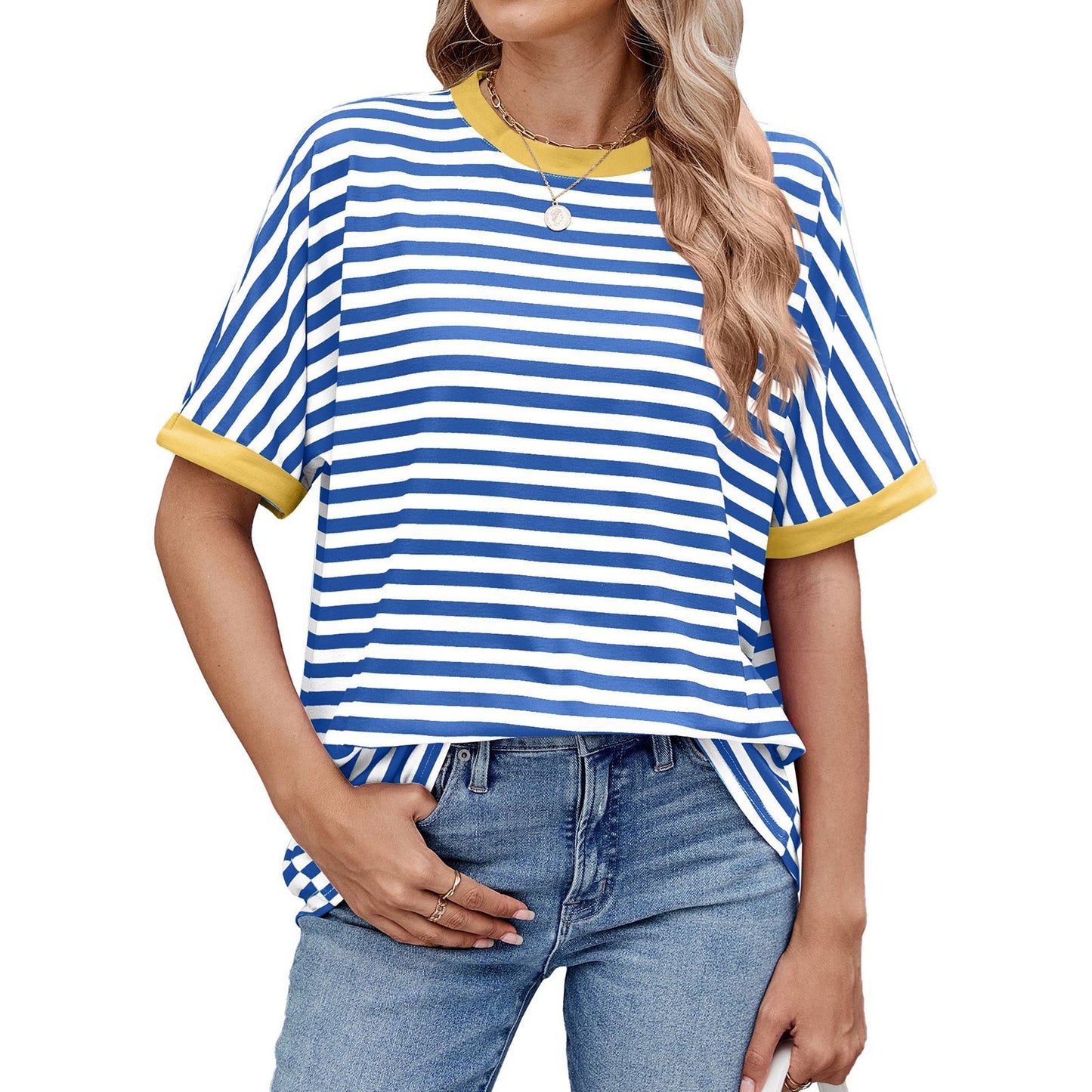 💖Women Summer Oversized Tops Striped Casual T-shirt
