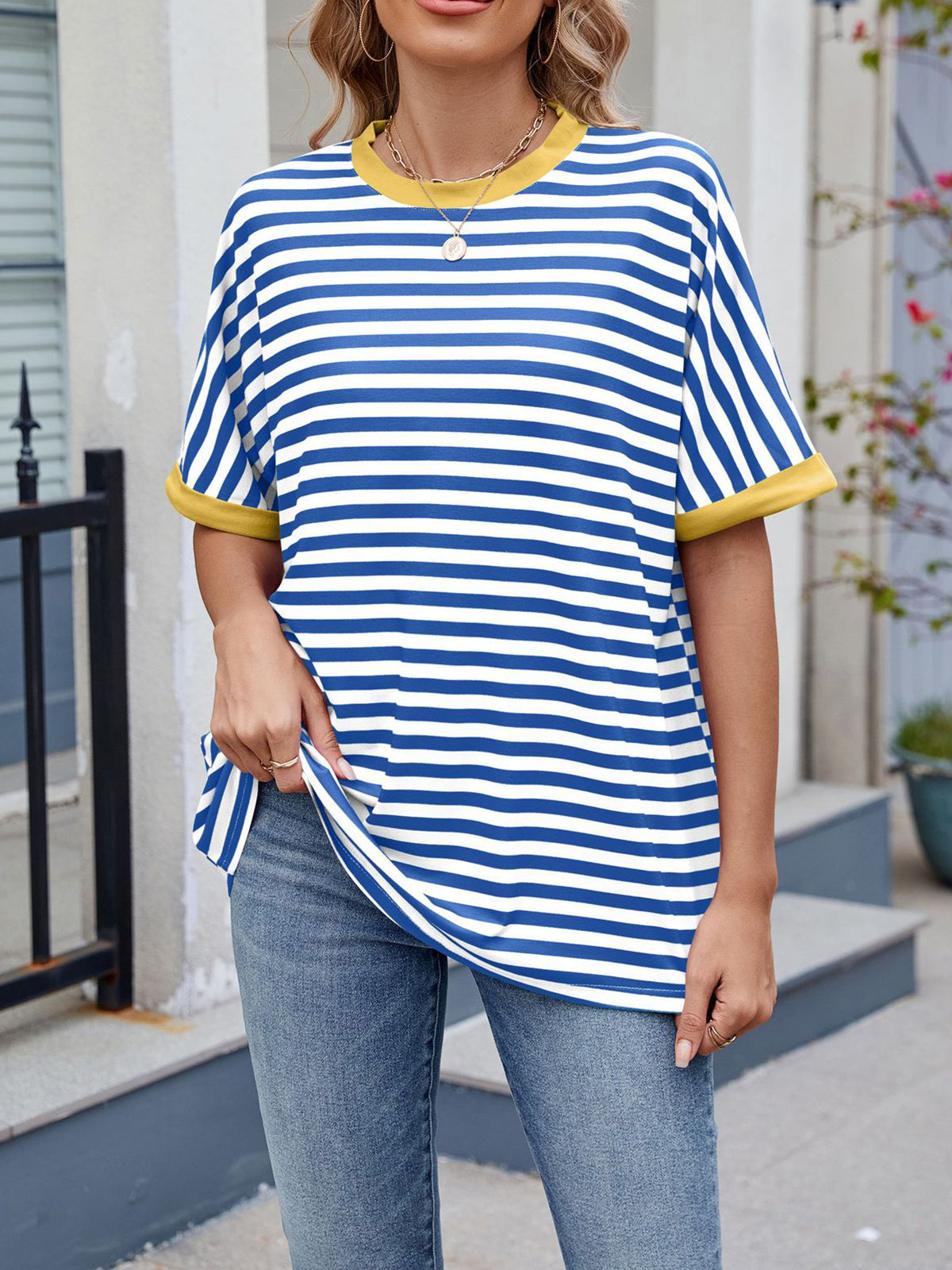 💖Women Summer Oversized Tops Striped Casual T-shirt