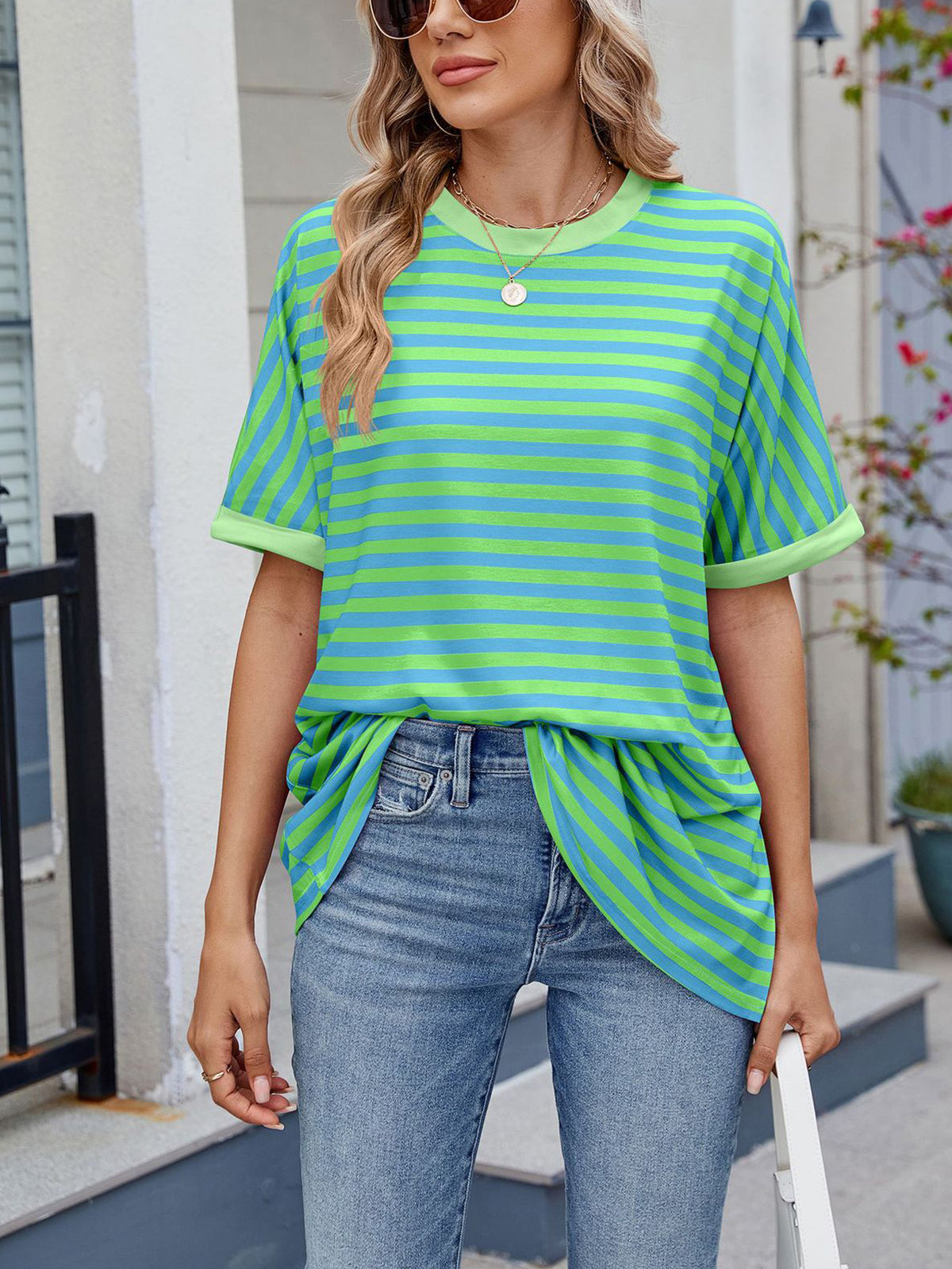 💖Women Summer Oversized Tops Striped Casual T-shirt