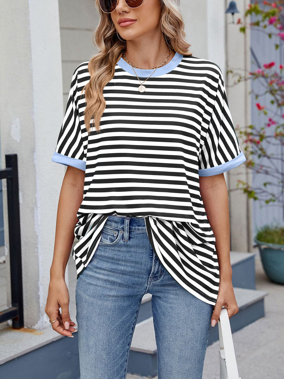 💖Women Summer Oversized Tops Striped Casual T-shirt