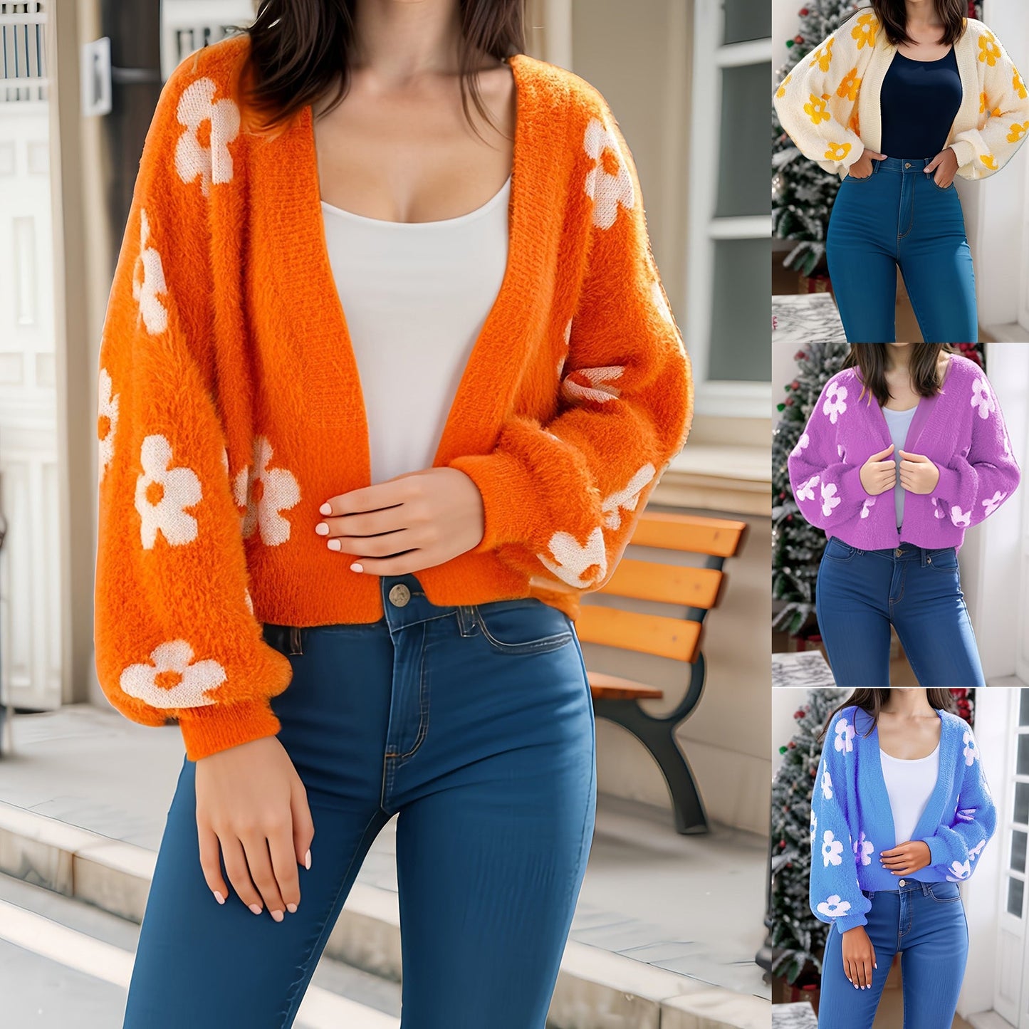 ✨Top-1 Sale Cardigan 2025✨|Women Fall/Winter Lightweight Floral Open Knit Cardigan