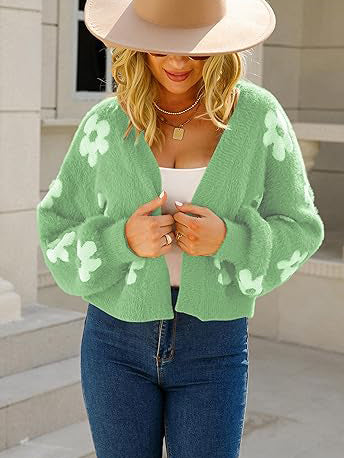 ✨Top-1 Sale Cardigan 2025✨|Women Fall/Winter Lightweight Floral Open Knit Cardigan