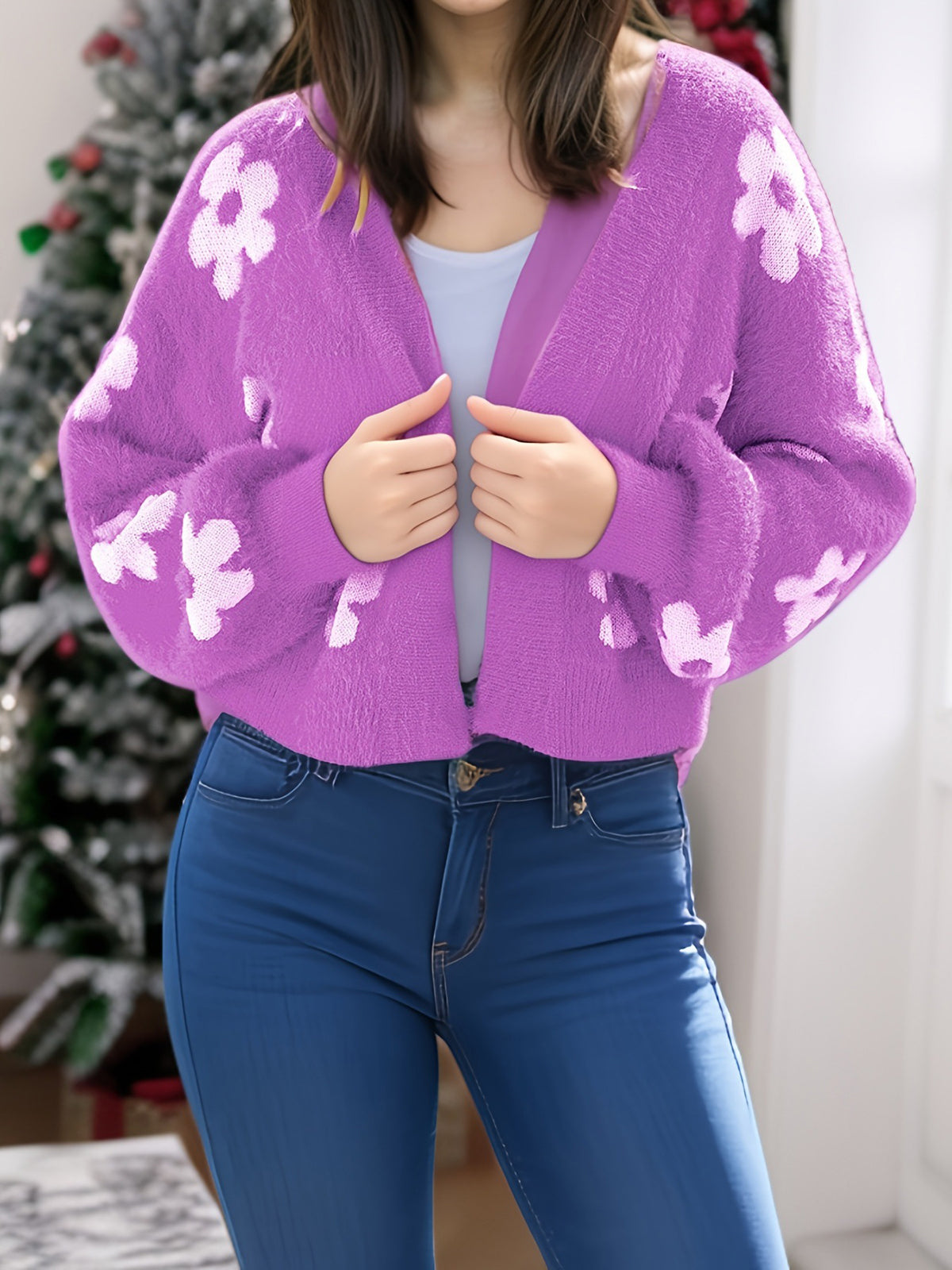 ✨Top-1 Sale Cardigan 2025✨|Women Fall/Winter Lightweight Floral Open Knit Cardigan