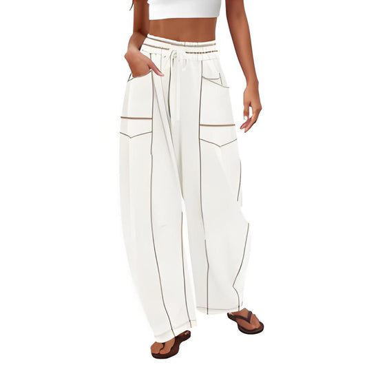 🔥Last Day 69% OFF🔥Women Baggy Barrel Pants Wide Leg Lounge Drawstring Sweatpants with Pockets
