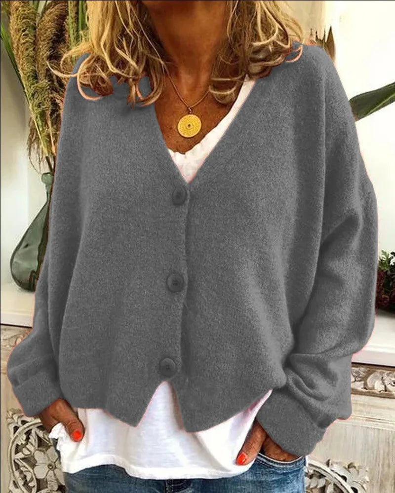 Women Fall/Winter Chic V-neck Button Knitwear