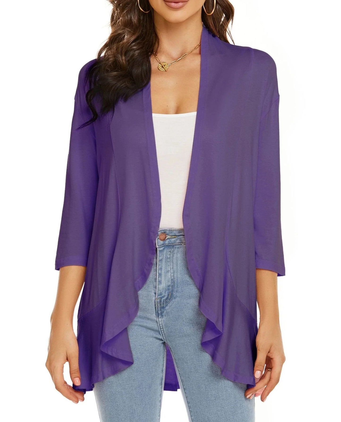 ✨Top-3 Sale Cardigan 2025✨|Women Fall/Winter Lightweight Open Front Casual Ruffle Cardigan