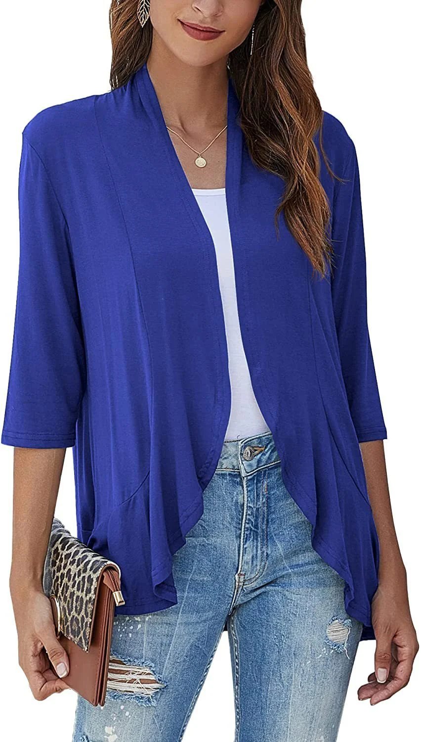 ✨Top-3 Sale Cardigan 2025✨|Women Fall/Winter Lightweight Open Front Casual Ruffle Cardigan