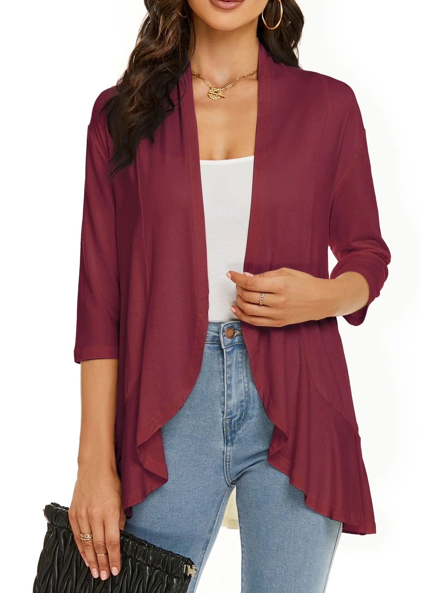 ✨Top-3 Sale Cardigan 2025✨|Women Fall/Winter Lightweight Open Front Casual Ruffle Cardigan