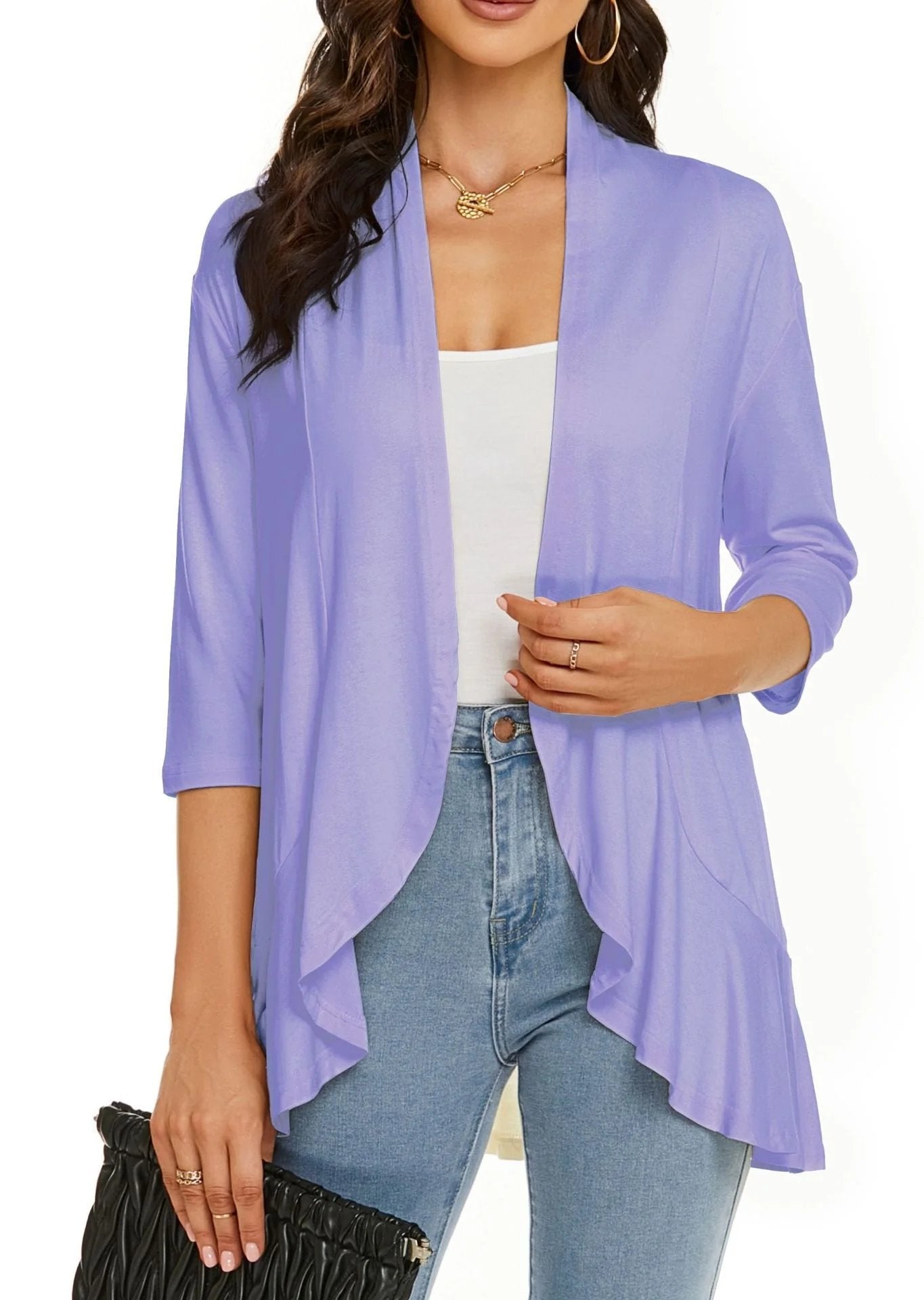 ✨Top-3 Sale Cardigan 2025✨|Women Fall/Winter Lightweight Open Front Casual Ruffle Cardigan