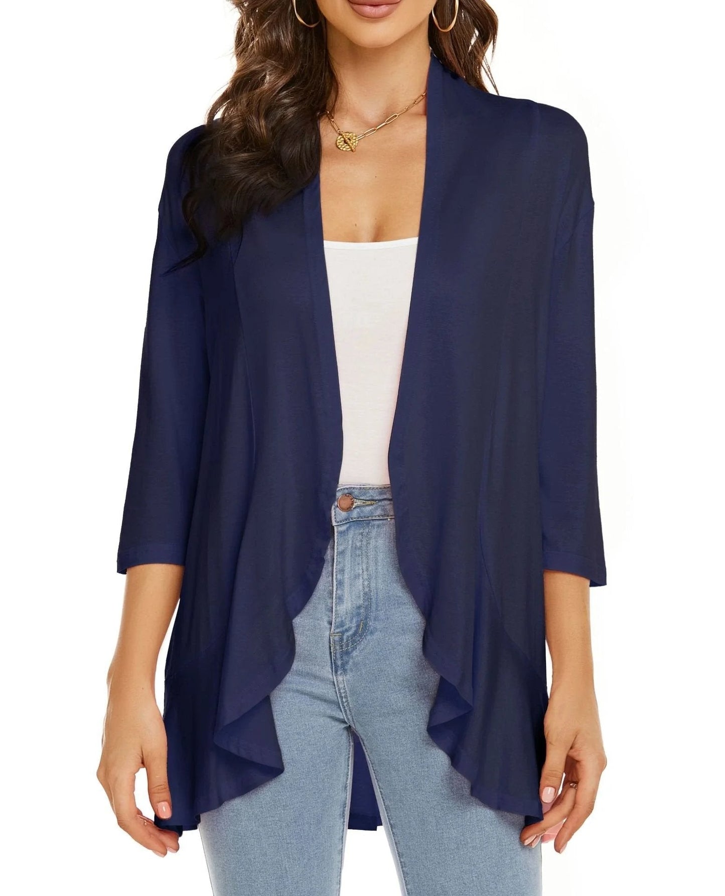 ✨Top-3 Sale Cardigan 2025✨|Women Fall/Winter Lightweight Open Front Casual Ruffle Cardigan