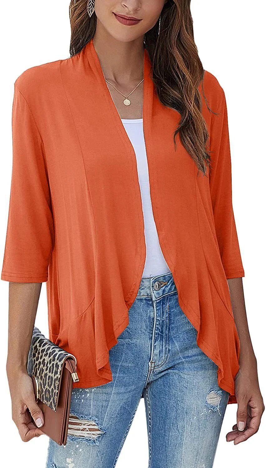 ✨Top-3 Sale Cardigan 2025✨|Women Fall/Winter Lightweight Open Front Casual Ruffle Cardigan
